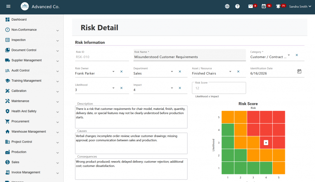 Risk Management Software - Risk Register Dashboard