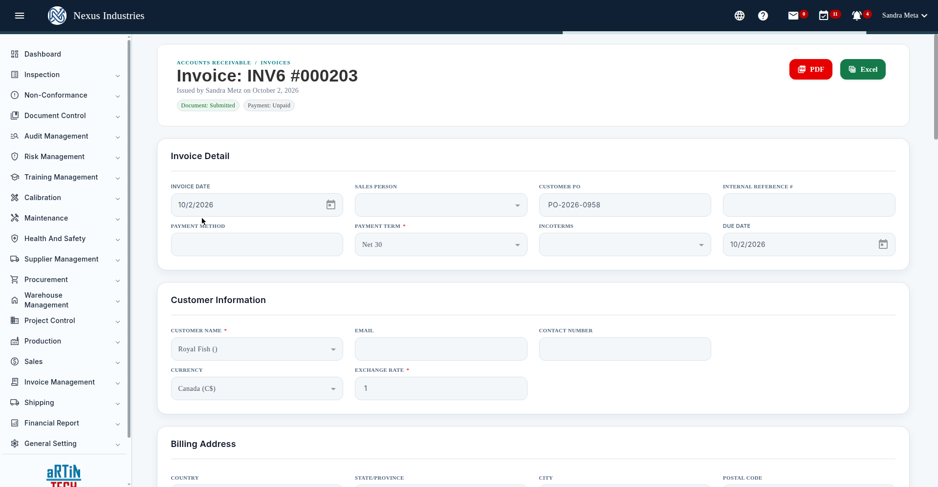 Invoice detail