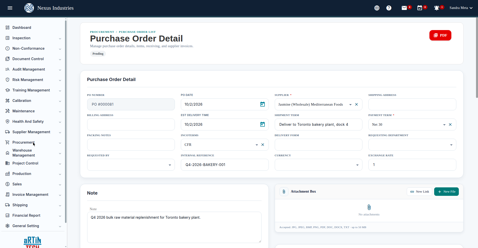 Purchase order detail