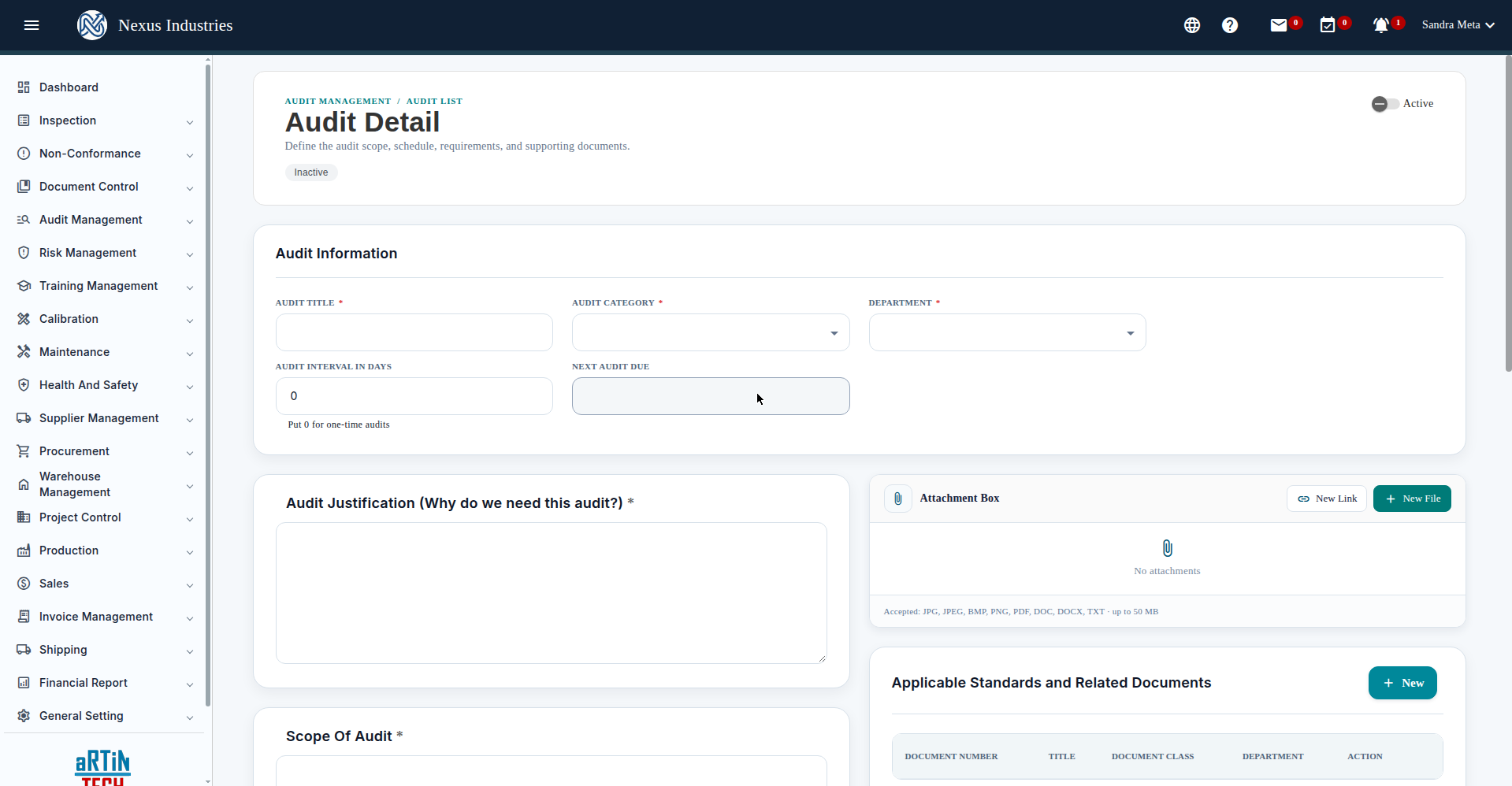 New audit form