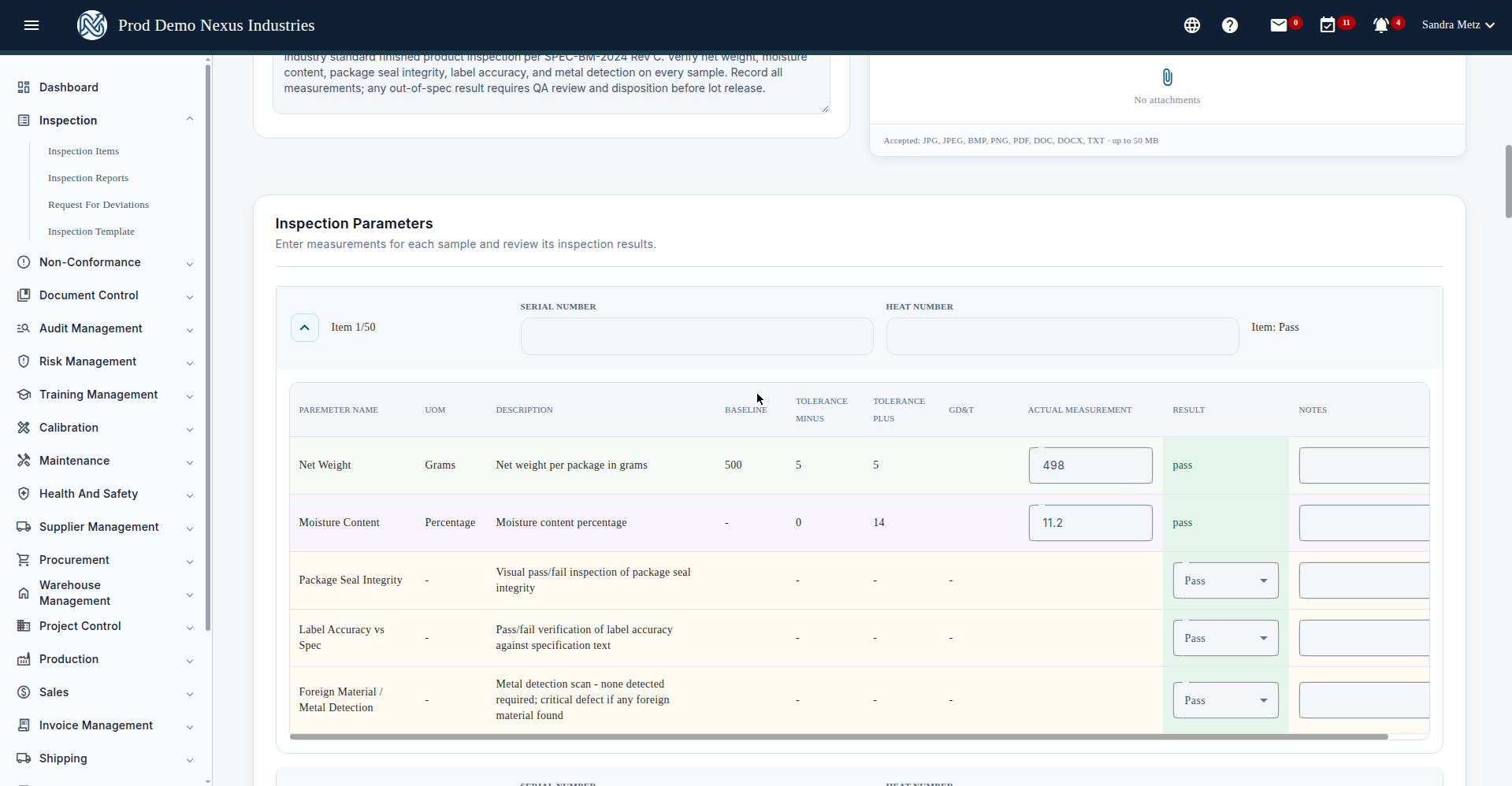 Report sample grid